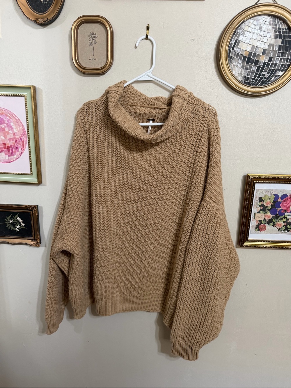 Free People Chunky Cowl Neck Sweater - Camel